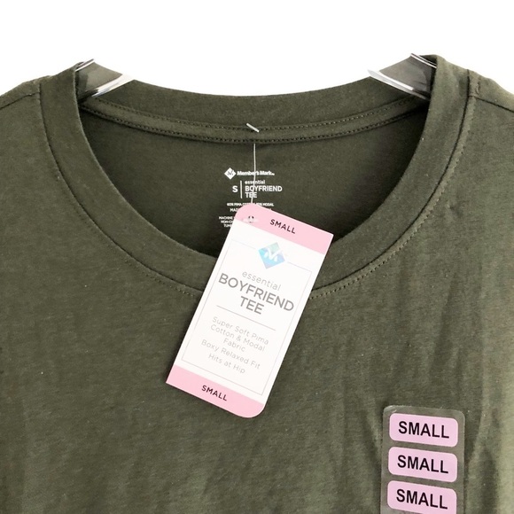 Boyfriend Essential Short Sleeve Tee Green Pima Cotton Small - Picture 2 of 4